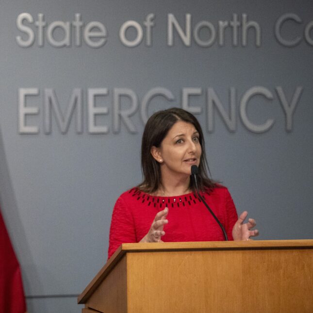 Mandy Cohen speaks during a briefing on North Carolina. -- health coverage from STAT