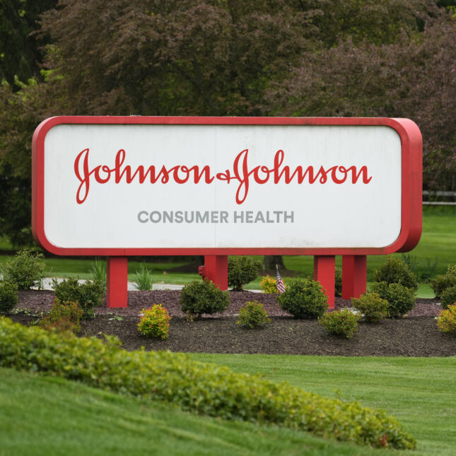 A sign for Johnson & Johnson Consumer Health is displayed in Flourtown, Pennsylvania.