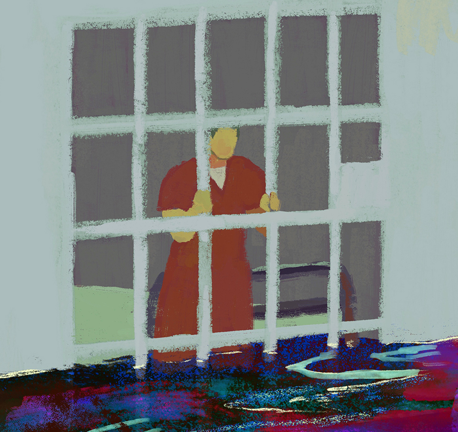 Illustration of an incarcerated person in prison